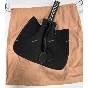 NEW Alaia Suede Petal Embellished Bucket Black Bag